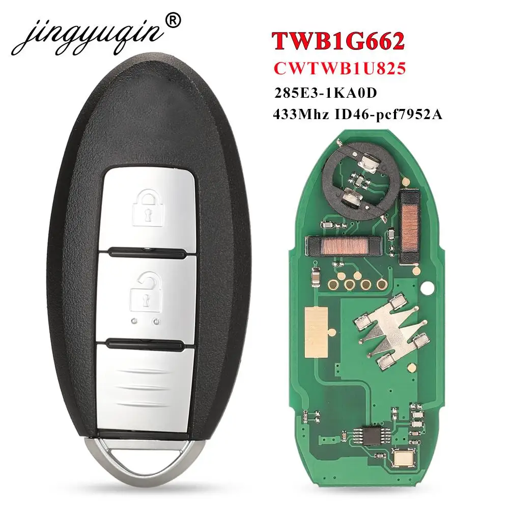 Jingyuqin TWB1G662 433Mhz ID46 Chiave telecomando intelligente per Nissan Micra Juke Sentra Patrol Note Navara Tiida Frontier CWTWB1U825