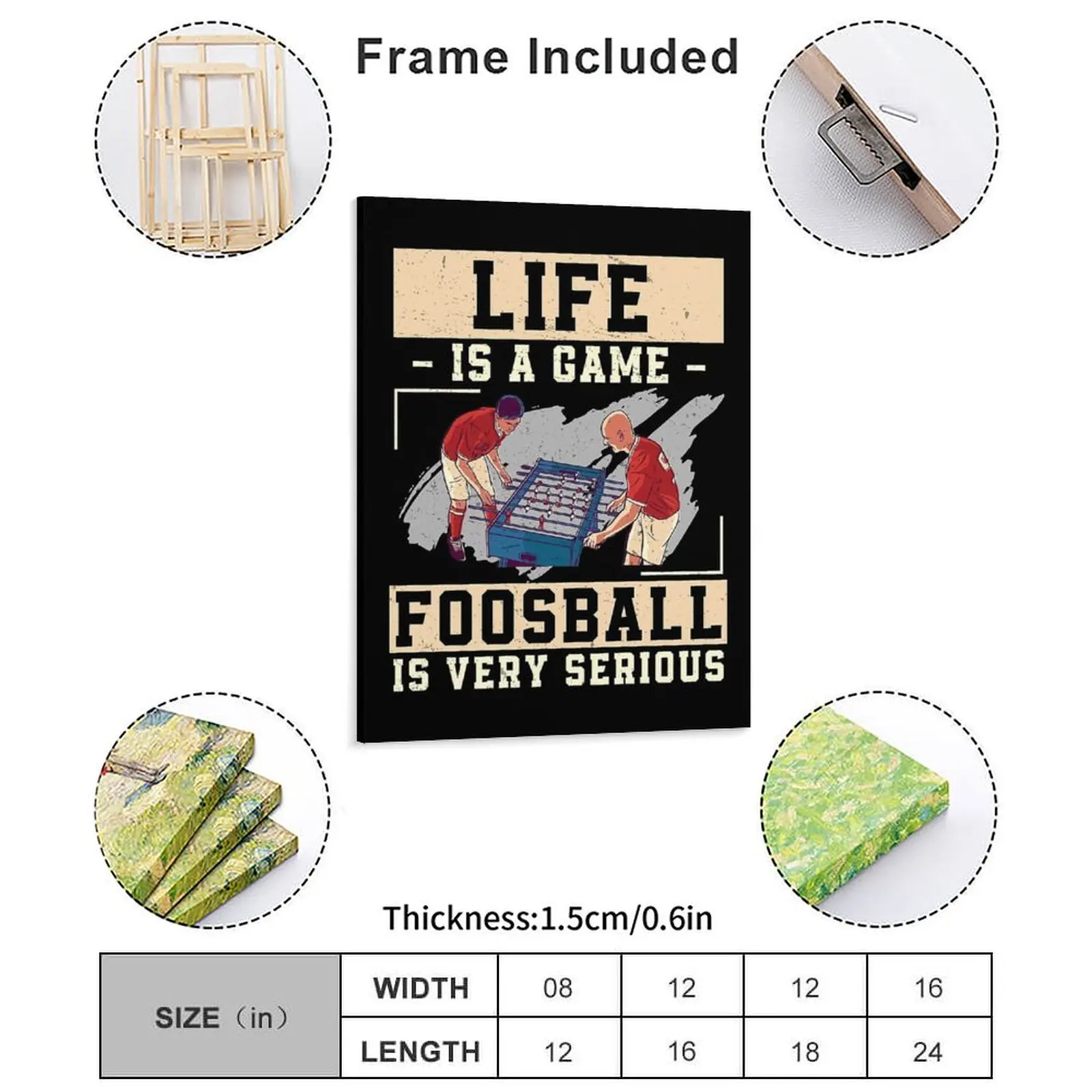Life Is A Game Funny Foosball Enthusiast Table Football Fans Canvas Painting Garage Club Framed Wall Paintings