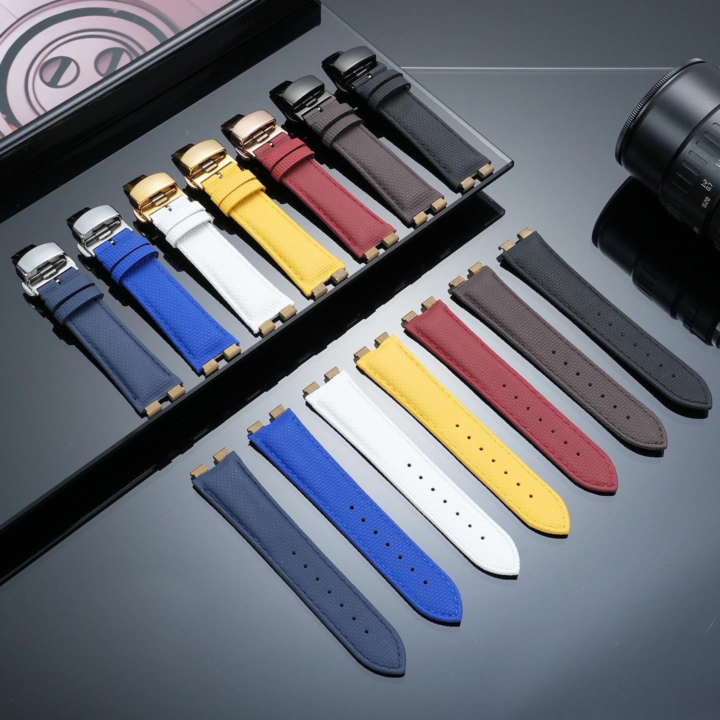 21mm Men's Watch Replacement Strap for Piaget POLO G0A33039 G0A31159 FMK Connector Calfskin and Fluor rubber Watch Accessories