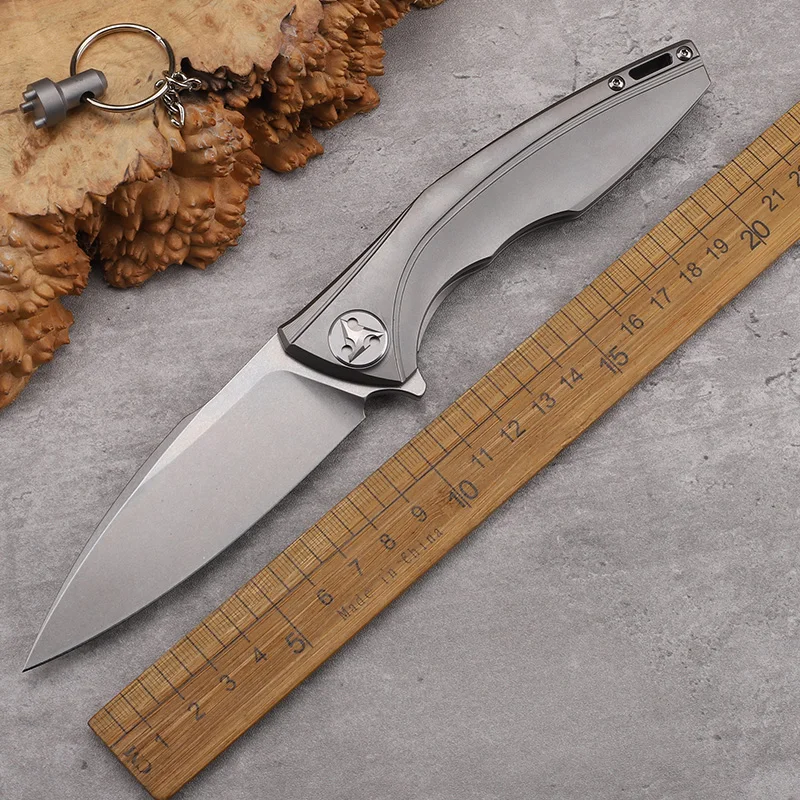 Titanium Alloy Handle Material M390 Steel Folding Knife Outdoor Camping And Mountaineering Survival Portable Belt Tool