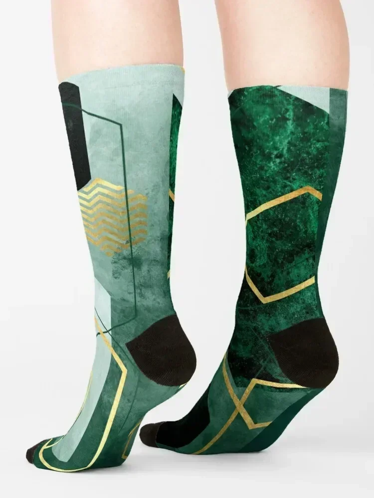 Emerald Green Geo Socks custom soccer anti-slip summer golf Socks Man Women's