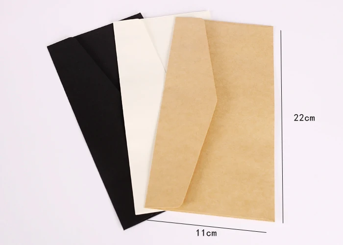 50Pcs Atacado Vintage Kraft Papel Envelopes Em Branco A4 triângulo couro preto Handmade Escrita Convites De Natal 22*11CM