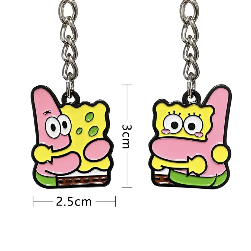 SpongeBob Patrick Star Couple Keychain Cartoon Anime Keychain Zinc Alloy Key Ring Fashion Car Pendant Kids Toys Accessories Gift