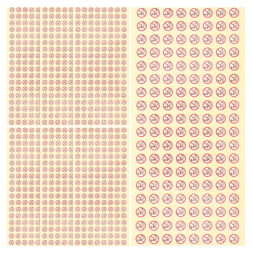 

500Pcs Safety Warning Stickers Adhesive Labels Prohibited for Food Household Warning Signs for Parents Caregiver