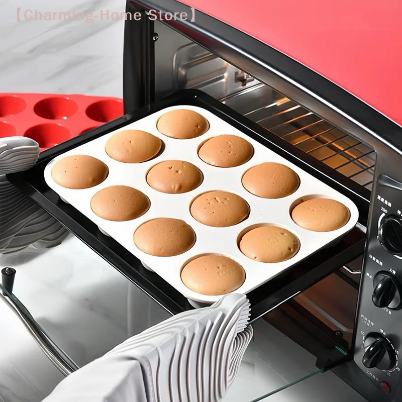 【M】12/24 Holes Silicone Baking Mold For Baking 3D Bakeware Chocolate Round Sphere Mold Cupcake Pan Cake DIY Muffin Kitchen Tools