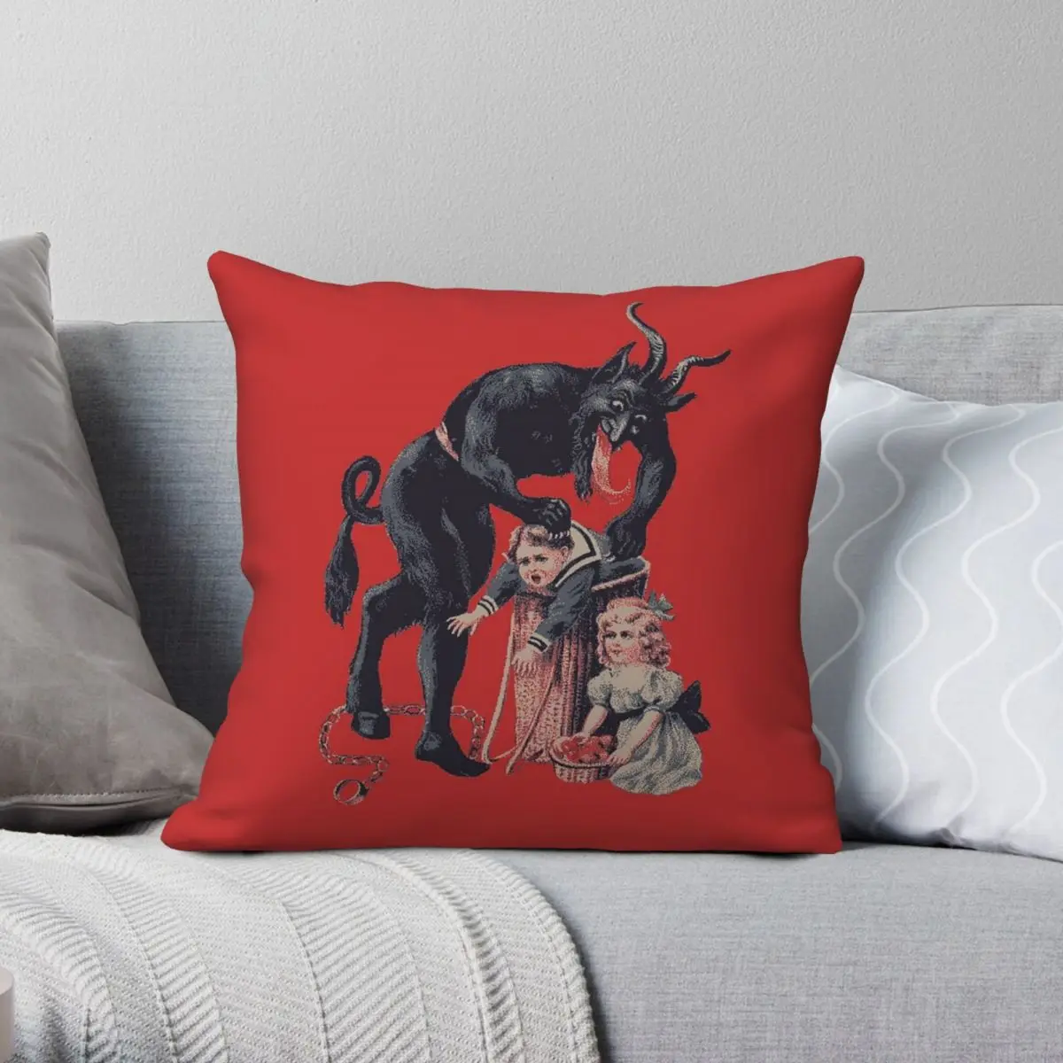 Merry Christmas From Krampus Pillowcase Polyester Linen Velvet Printed Zip Decor Pillow Case Bed Cushion Cover