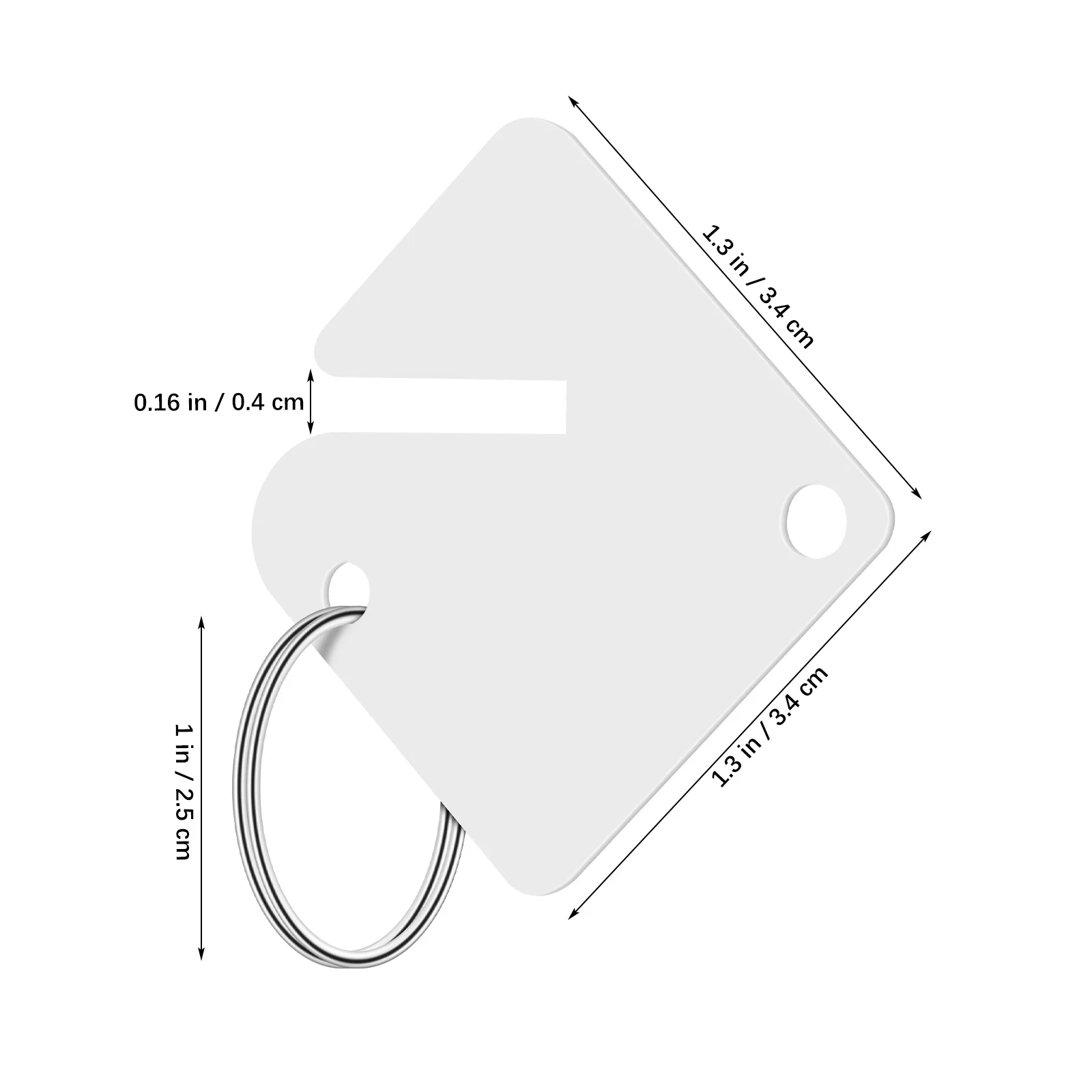 60 قطعة علامات مفاتيح أكريليك فارغة ملصقات تحديد المفاتيح مع حلقات مقسمة لملحقات سلسلة المفاتيح ذاتية الصنع للمنزل والمكتب والمدرسة