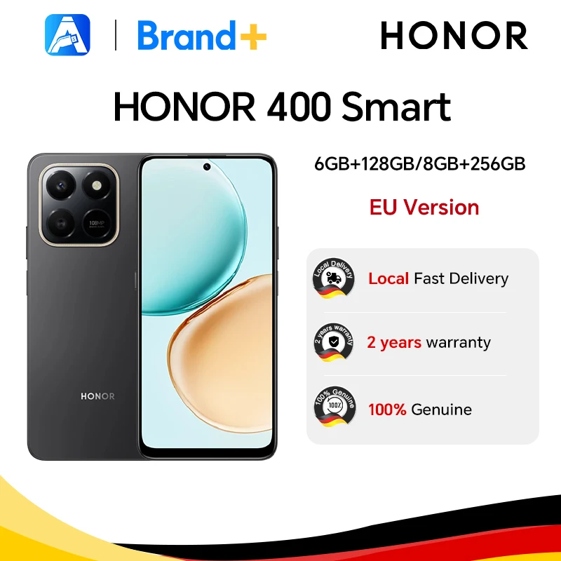 HONOR 400 Smart 4G, Version EU, Smartphone 4G, Appareil photo principal 108MP, Batterie 6500mAh, Écran 6,77 pouces 120Hz, Processeur Octa-core
