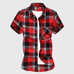 Summer New Men's Plaid Short Sleeve Shirt Fashion Casual Brand Shirt Male Business Social Dressing Tops Teenager Office Shirt