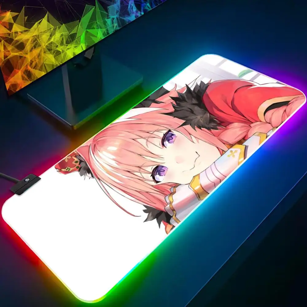 astolfo Mouse Pad RGB Gaming Mousepad Big LED Pad PC Desk Mat Luminous Mouse Pad Large Keyboard Mats Table Rug With Backlit