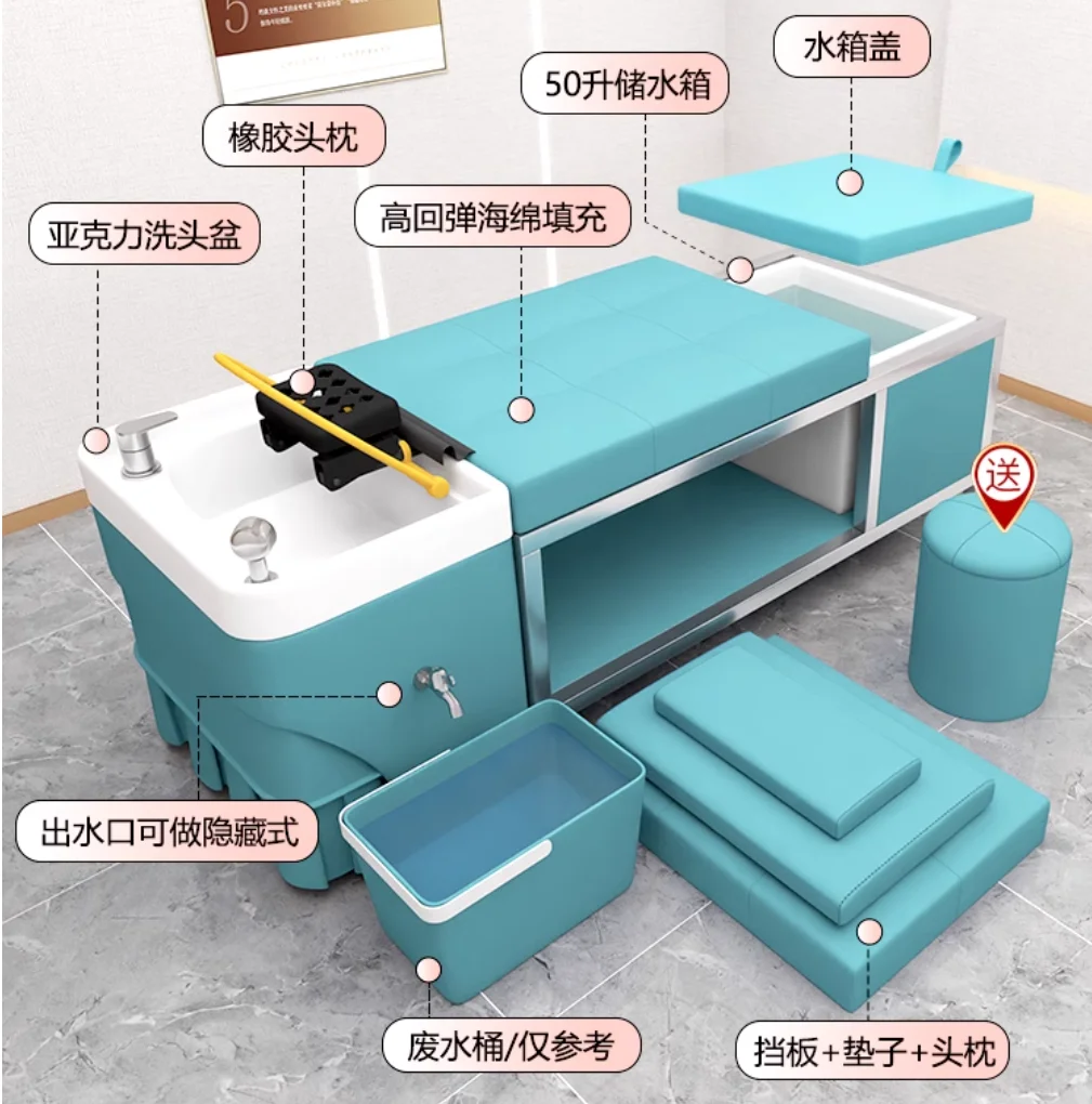 Hairdressers for beauty salons no connection to the water cycle fumigation Head therapy bed Shampoo bed Hairdressers for lying f image 5