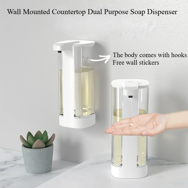 Automatic Sensor Soap Dispenser Rechargeable Wall Mounted Bathroom Multiple Liquid Dispenser Soap Pump 500ml 4 Adjustable Levels