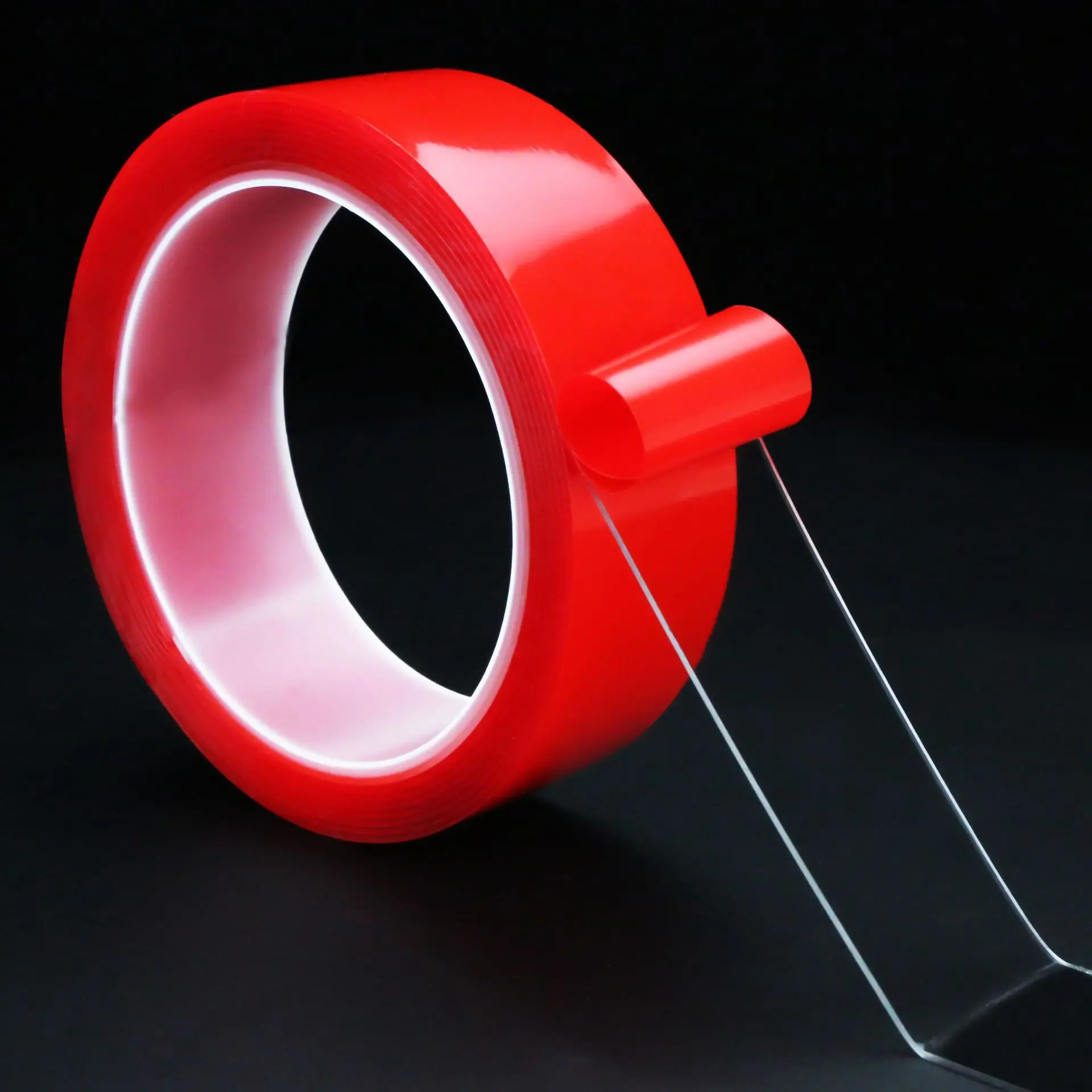 2pc Ultra Thin Transparent Red Film Double Sided Tape With HighTemperature Resistance No Marks Waterproof Adhesion Strong Adhes