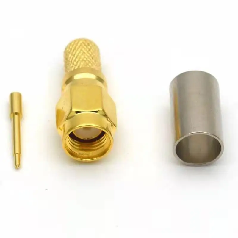 5pcs/lot LMR240 SMA Male Female Connector SMA Female Male Crimp for  RG59 LMR240 CNT240 Coaxial Cable Jumper Brass Gold Plated