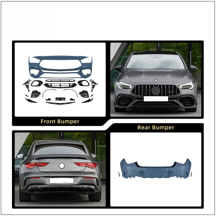 Model Bumpers Grille Side Skirts Body Kit For Mercedes-Benz CLA (19-24) W118 Upgrade to AMG45