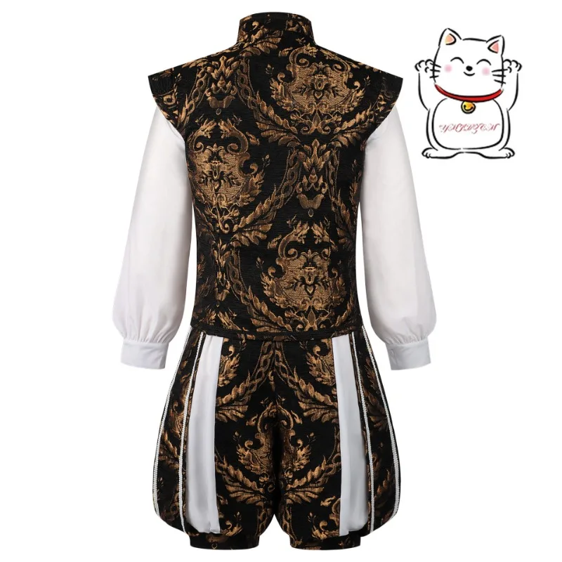 AI Medieval Prince Cosplay Renaissance Mens King Double-Layer Vest and Pumpkin Pants Set Popular for Halloween Carnival Night