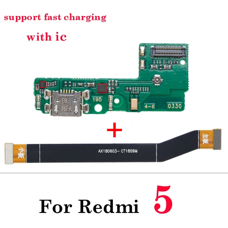 1set high quality USB charging port charger board mother Mian board flex cable for Redmi 5 5a 5plus Note 5 Pro