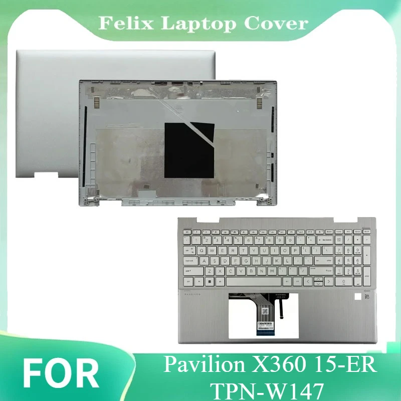 For Pavilion X360 15-ER TPN-W147 New LCD Back Cover A Shell Silver Upper Case Palmrest Cover With keyboard M45129-001 M45130-001
