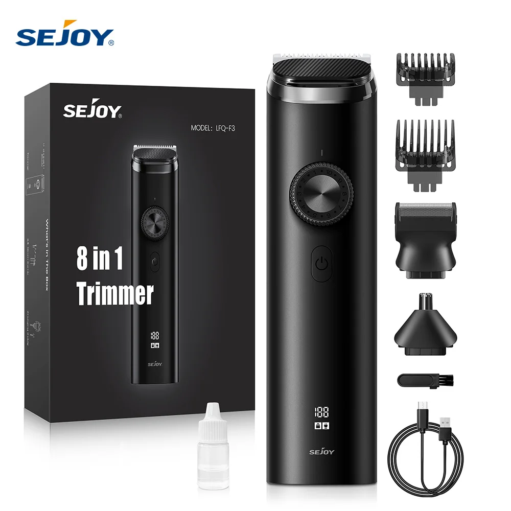 Sejoy Kit de tondeuse à cheveux électrique multifonctionnel pour hommes tondeuse à nez sans fil rasoir électrique professionnel rasoir pour hommes, noir