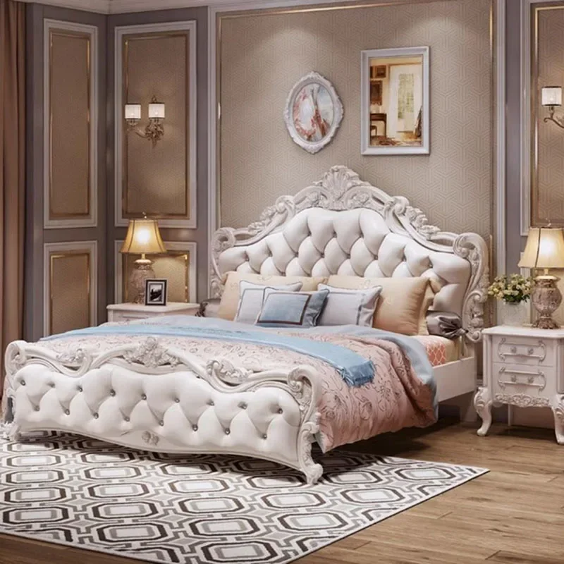 

Nordic Unique Headboard Double Bed Under Storage Master Salon King Double Bed White Sleeping Wood Litera Bedroom Furniture