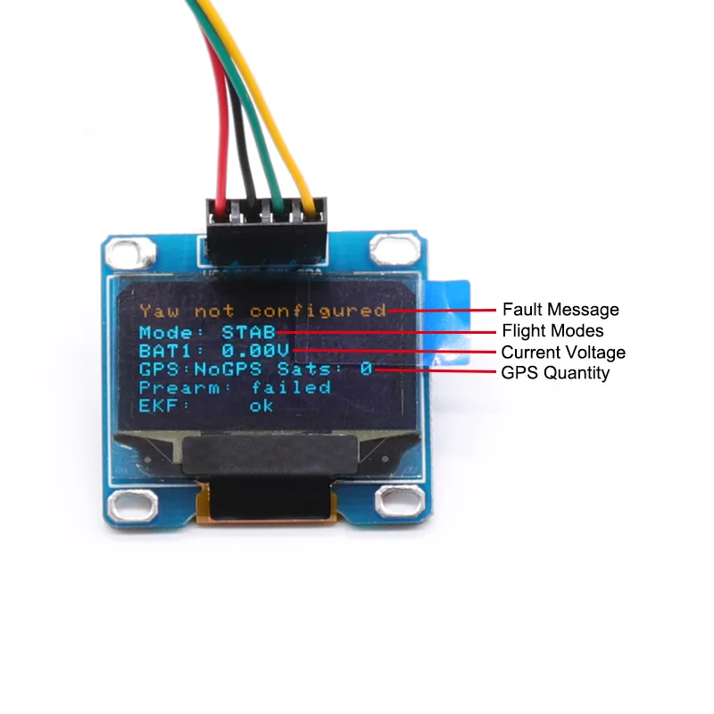 

OSD OLED Display for Pixhawk 2.4.8 PIX PX4 Flight Control Flight display flight status Connected to I2C Interface of Pixhawk