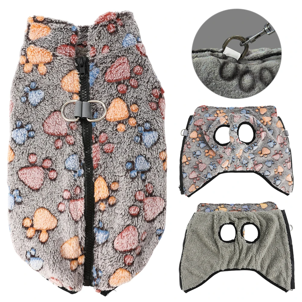 Chaqueta para cachorros de otoño e invierno, ropa de lana suave para perros pequeños, mono con estampado de patas, abrigo de Chihuahua, Chaleco de Yorkshire, disfraz de Mascota