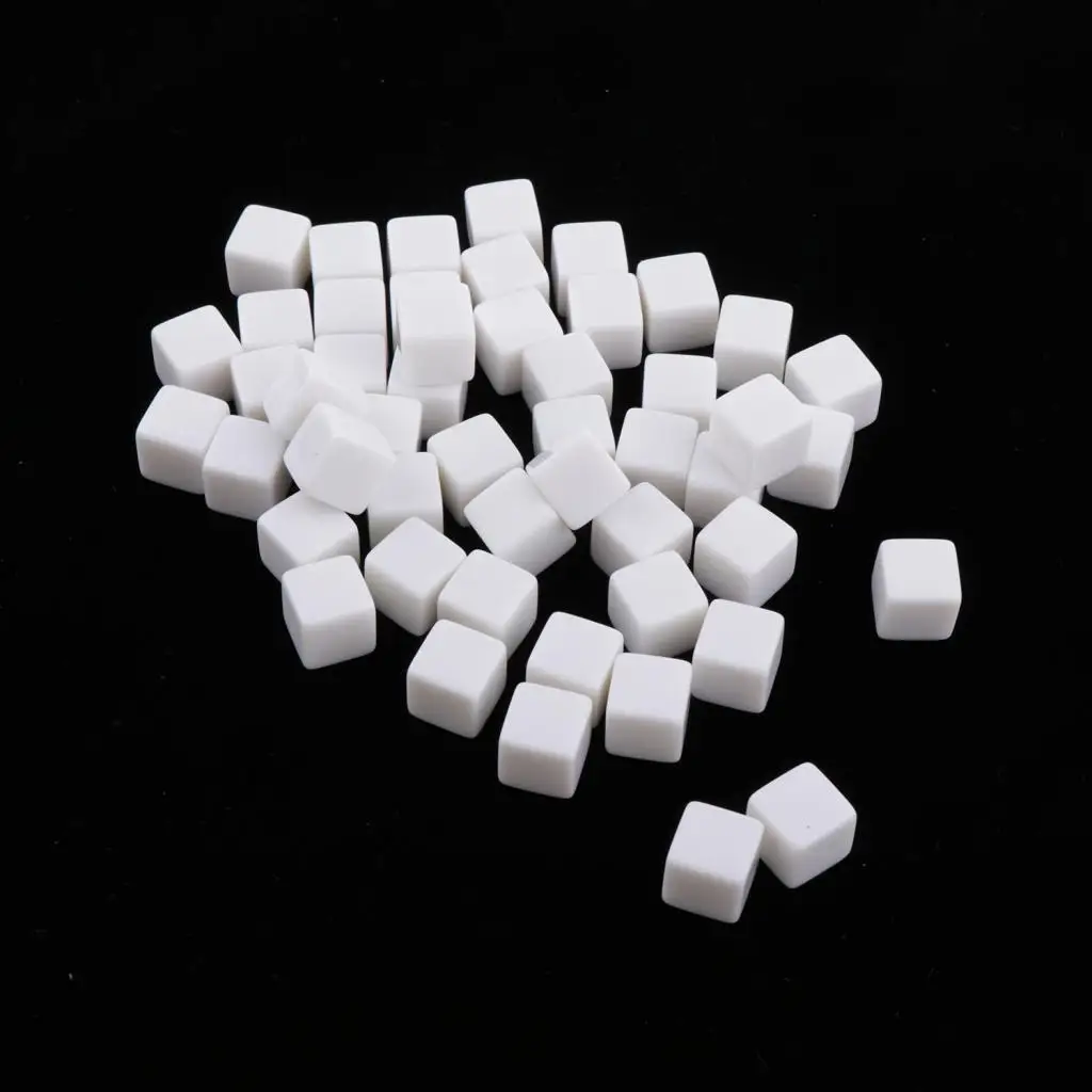 14mm Acrylic Blank White Cubes - D6 for Board Games, DIY, Fun And Teaching - 50 Pieces Per Order