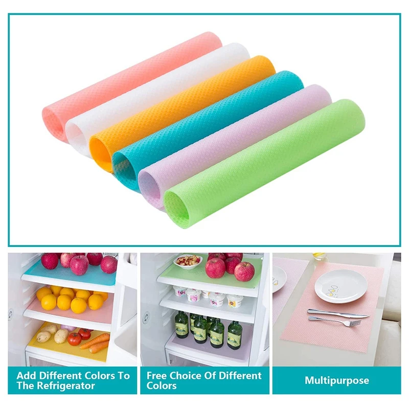 

12 Pack Refrigerator Mats, Washable Refrigerator Liners, Fridge Pad, Easy To Clean Shelf Liner, Cuttable Kitchen Mat