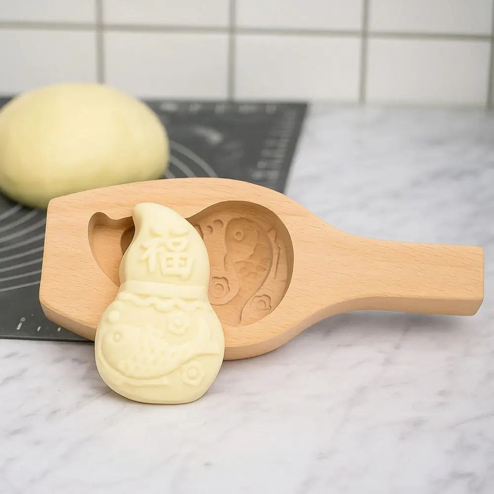 

3D Wood Baozi Mold Carved Chinese Style Steamed Bread Mold Manual Traditional Steamed Stuffed Bun Tool Kitchen