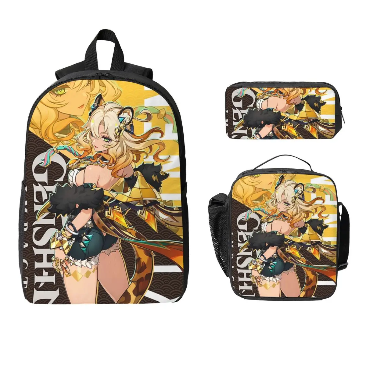 

Xilonen Genshin Impact Backpack Student Boys Girls BookBag School Bag Computer Shoulder Bags 3ps Insulated Lunch Bag Pencil Case