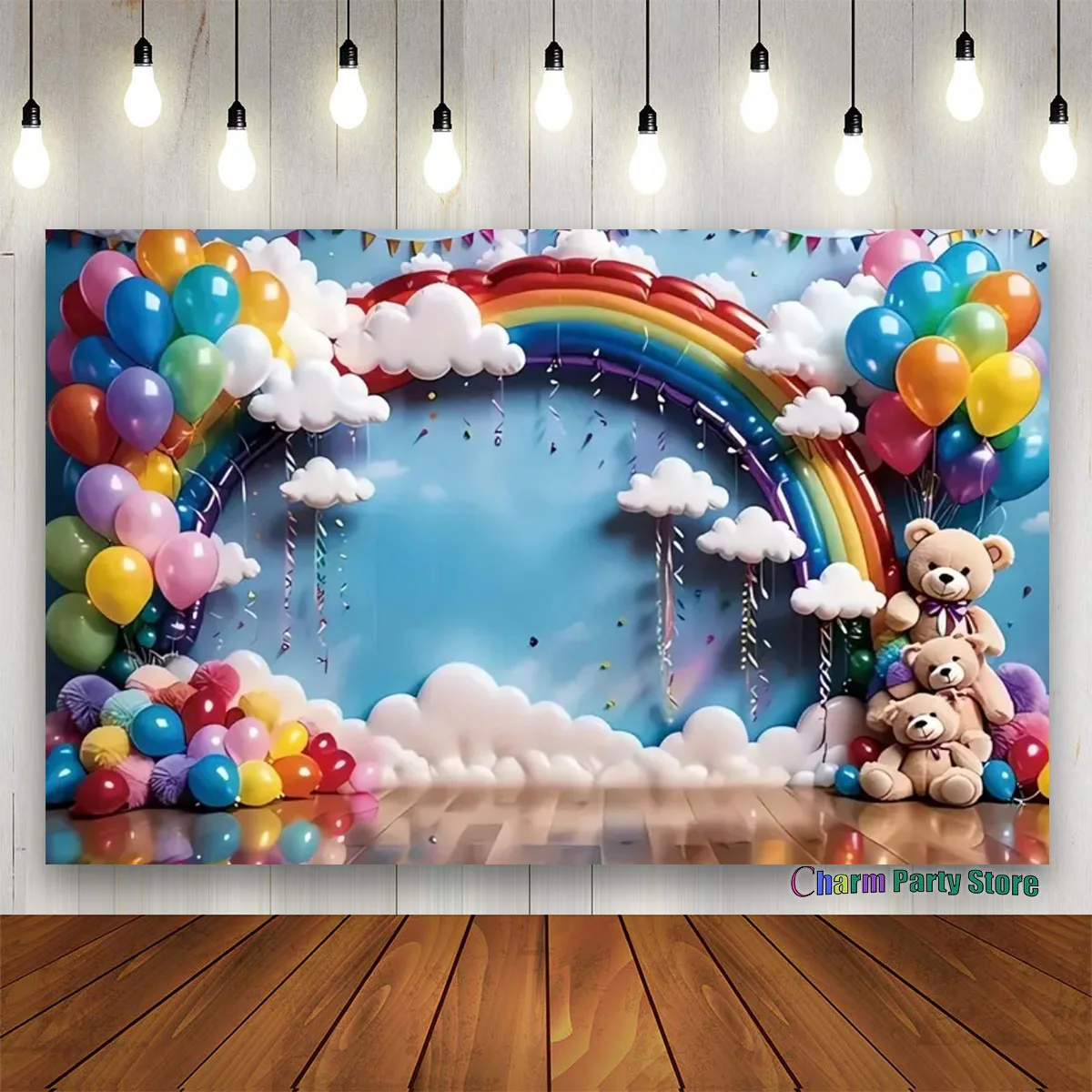 Teddy Bear Colorful Balloons 1st Birthday Backdrop Kids Gifts Baby Shower Oh Baby Background for Photography  Photo Props Studio