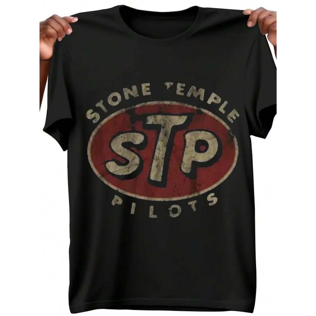 Vintage STP Stone Temple Pilot Print T-Shirt - 180G Moe Cotton (Compatible With STP Logo), Loose Fit Casual Short Sleeve Tee, Plus Size Breathable Shirt For Year-Round Wear & Iconic Design - Ideal Gift