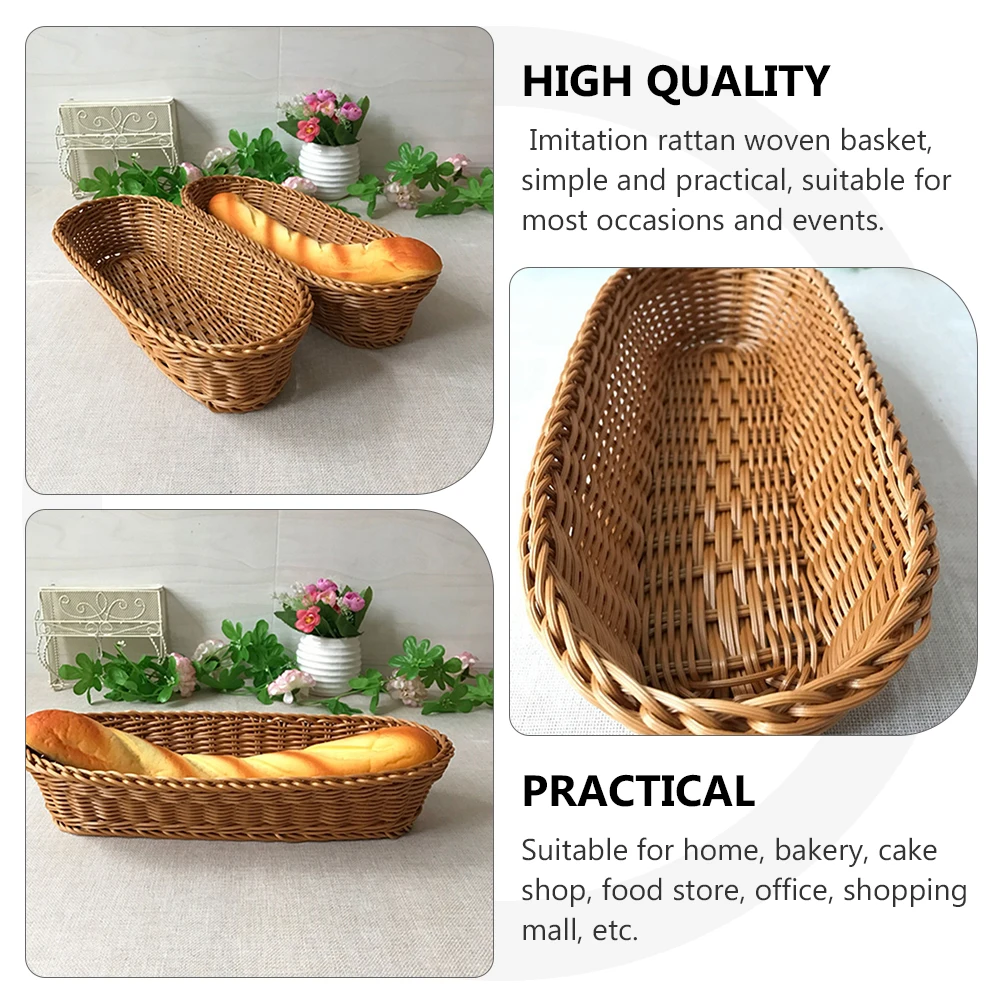 

2pcs Baskets Fruit Vegetable Bread Dried Fruit Tray Snack Storage Kitchen Bedroom Decorative Rattan Weaving Set