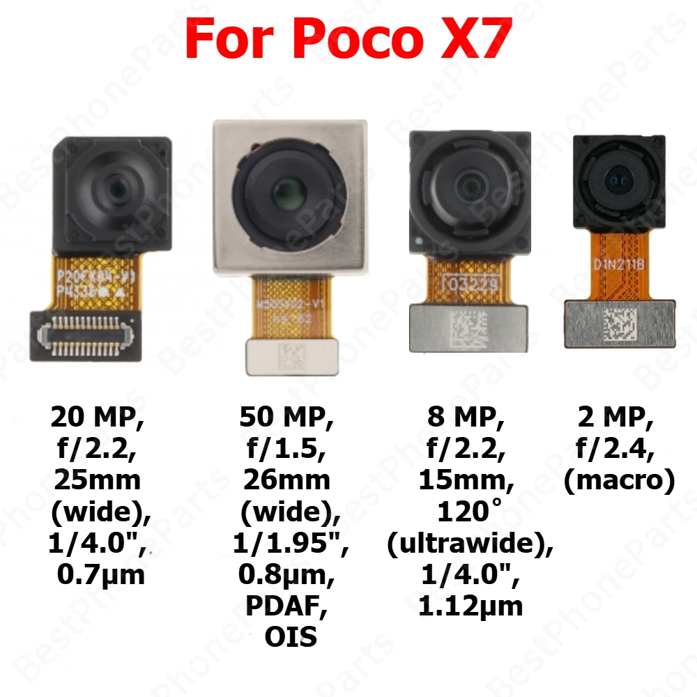 

Selfie Back Camera For Xiaomi Poco X7 PocoX7 Rear Backside Front Facing Frontal Camera Module Mobile Phone Replacement Parts