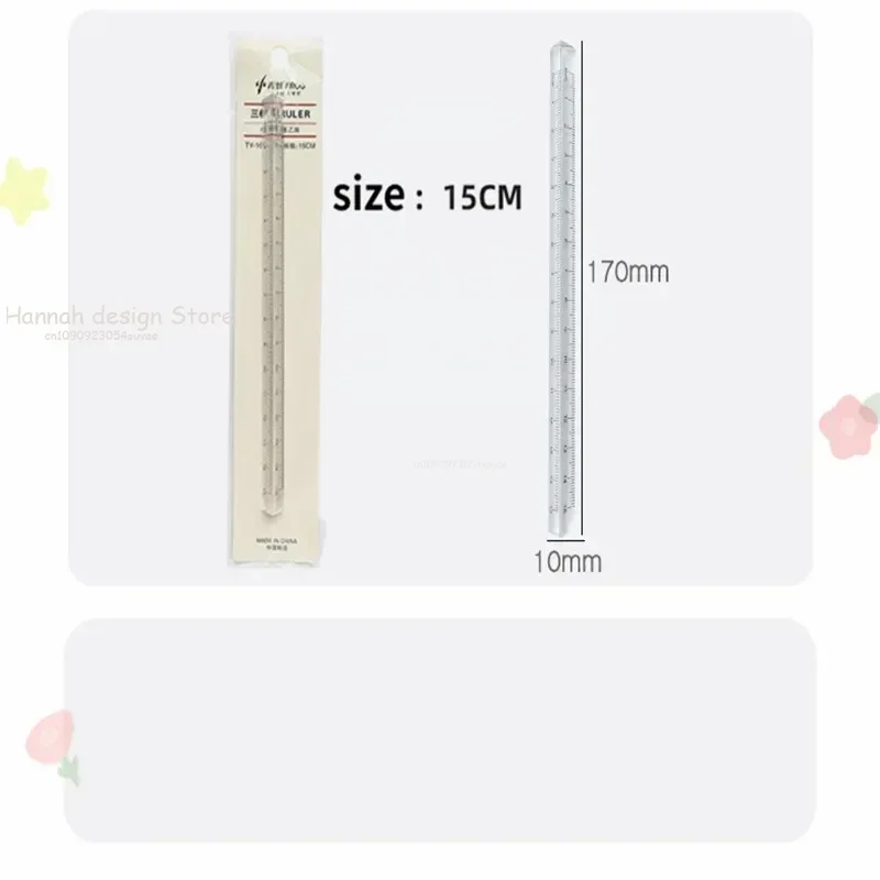 15/20cm Simple Transparent Triangular Straight Ruler Kawaii Tools School Stationery Cartoon Drawing Gift Office School Measuring