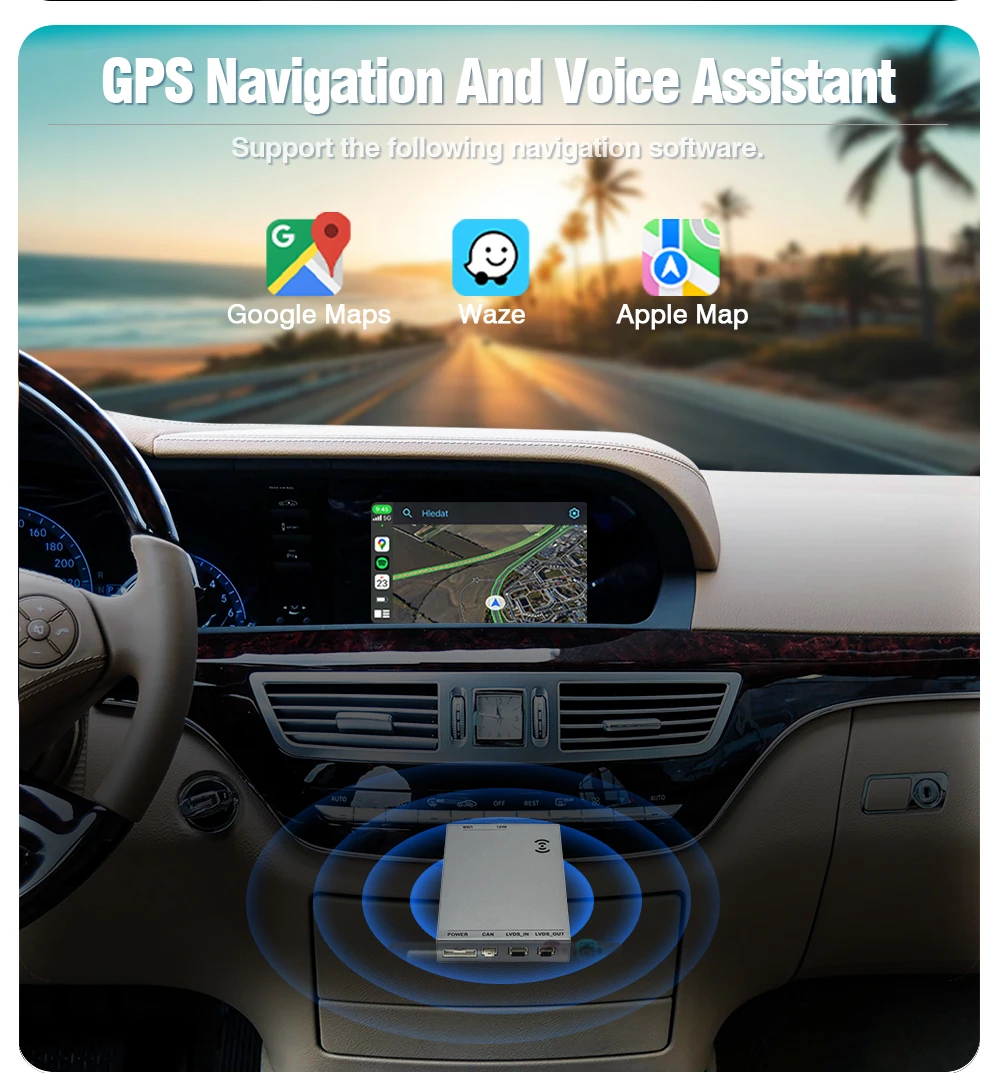 AUTOTOP Kabelloses CarPlay Nachrüst-Kit Decoder für Mercedes NTG3.0 NTG3.5 S-Klasse W221 2006-2012 Android Auto Modul GPS BT Wi-Fi – Detail 10