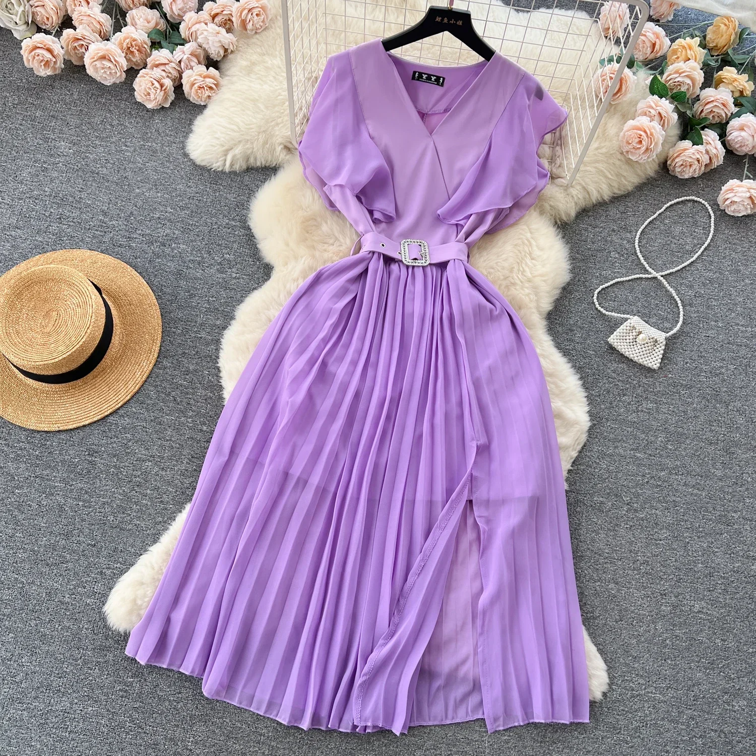 2024 New Summer Fashion Women Dress Y2K Ruffles Sleeveless Party Long Dress Elegant Office Lady Outfits Vestidos