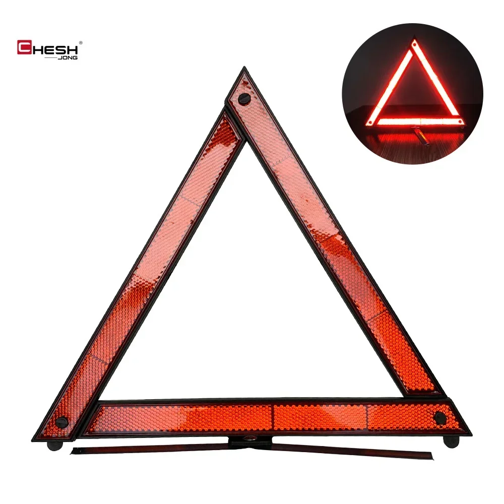 Car Triangle Reflective Warning Red Reflective Sticker Tripod Foldable Emergency Breakdown Warning for Safety Hazard Car Tripod