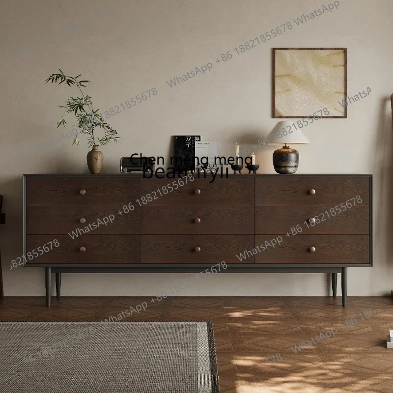 xzSolid wood dining side, living room household large-capacity storage storage, entrance cabinet nine chest cabinet