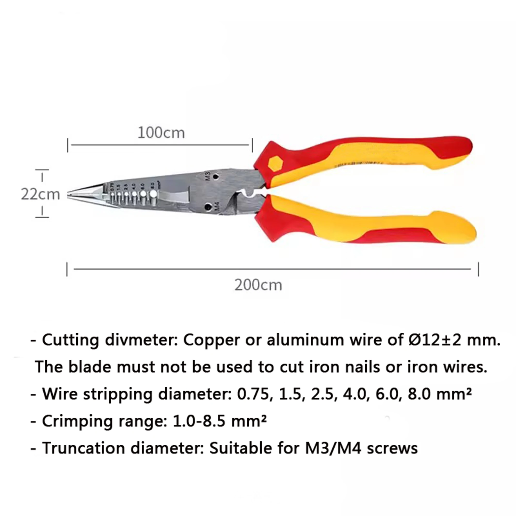 

Multi-Purpose Pliers Electrician Insulated Wire Strippers (Wire stripping,Cutting,Clamping,Cut Off,Bending,Crimping ) 47199