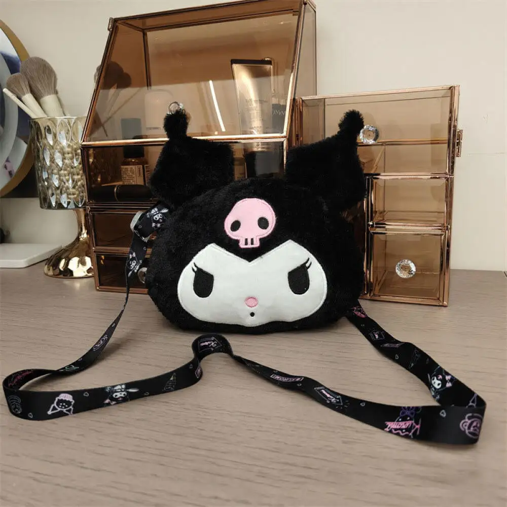 Sanrio – sac à main en peluche Kuromi pour femmes, sac à bandoulière, sac de rangement à la mode, portefeuille zéro cadeau