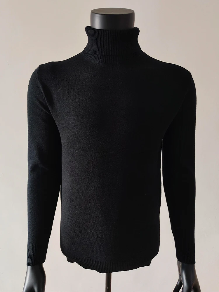 

Мужской вязаный свитер с высоким воротником Bla, зимний, утепленный, приталенный, базовый слой, удлиненный, Cleanfit, с удлиненными плечами, Boting irt