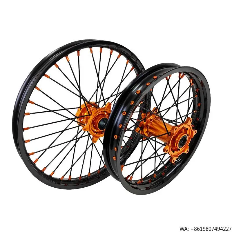 

21/19/18/16 Dirt Bike Wheel Set Fit SXF EXC 2023-2025 Black Rim Orange Hub Motocross Wheel