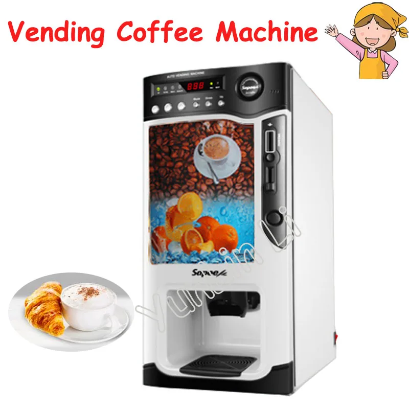 Auto Vending Coffee Machine 220V Automatic Instant Coin Operated Tea Coffee Maker Hot and Cold Milk Tea Machine