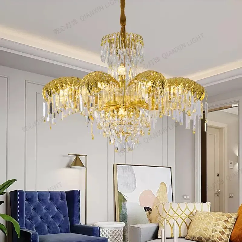 European Living Room Crystal Chandelier Tree Shape French Dining Room Bedroom Light Palace Golden Villa Hotel Hall Chandelier