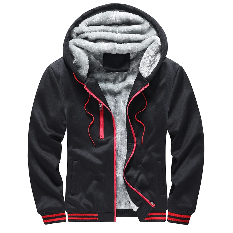 New Men Hoodie Winter Thick Warm Fleece Zipper Men Hoodies Coat Casual Daily Sportwear Male Streetwear Hoodies Sweatshirts Man