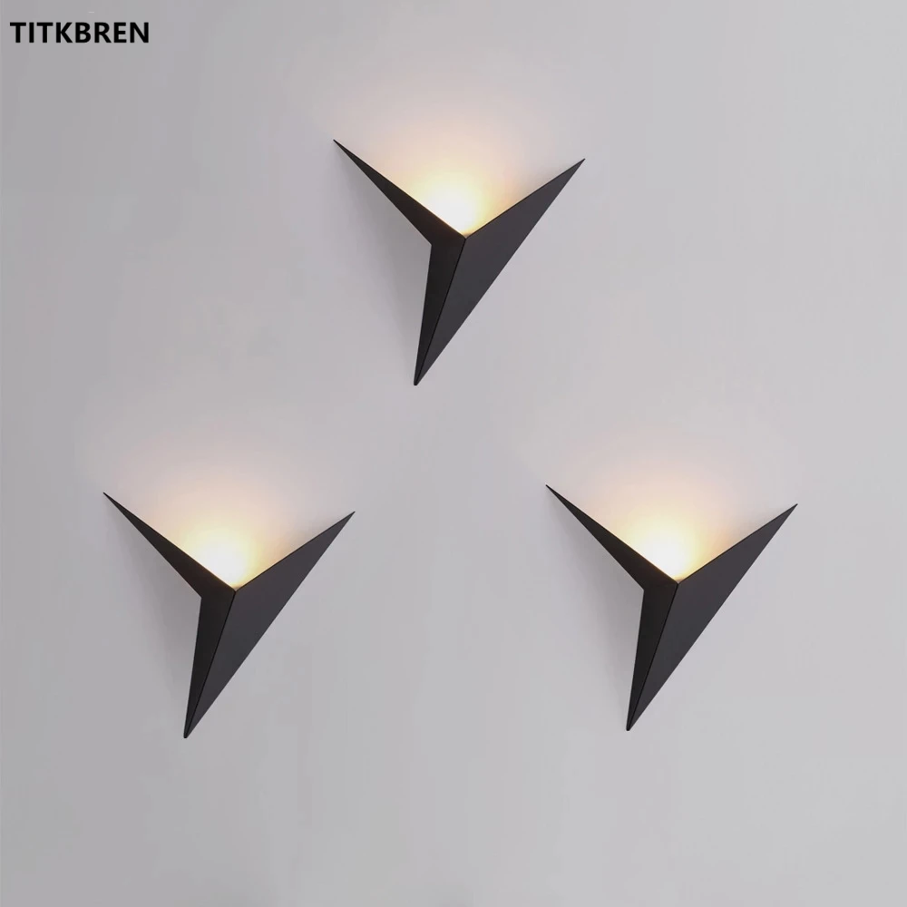 Modern Simple Triangle Shape LED Wall Lamps Indoor Bedroom Living Room Aisle Corridor 3W Light Lighting Fixtures