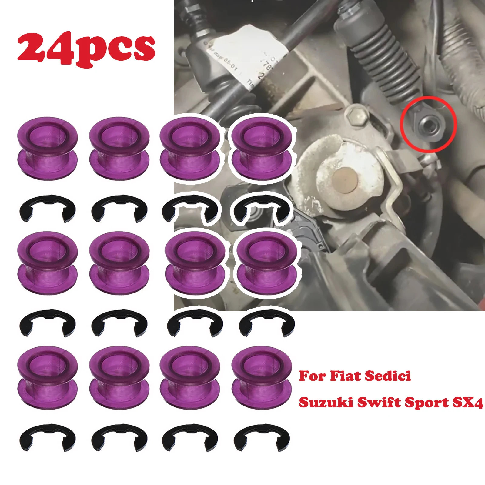 24pcs Gear Shifter Cable Linkage Bushing Sleeve Alto Both Ends Grommet Fix For Fiat Sedici Suzuki Swift Sport SX4 Repair Kit