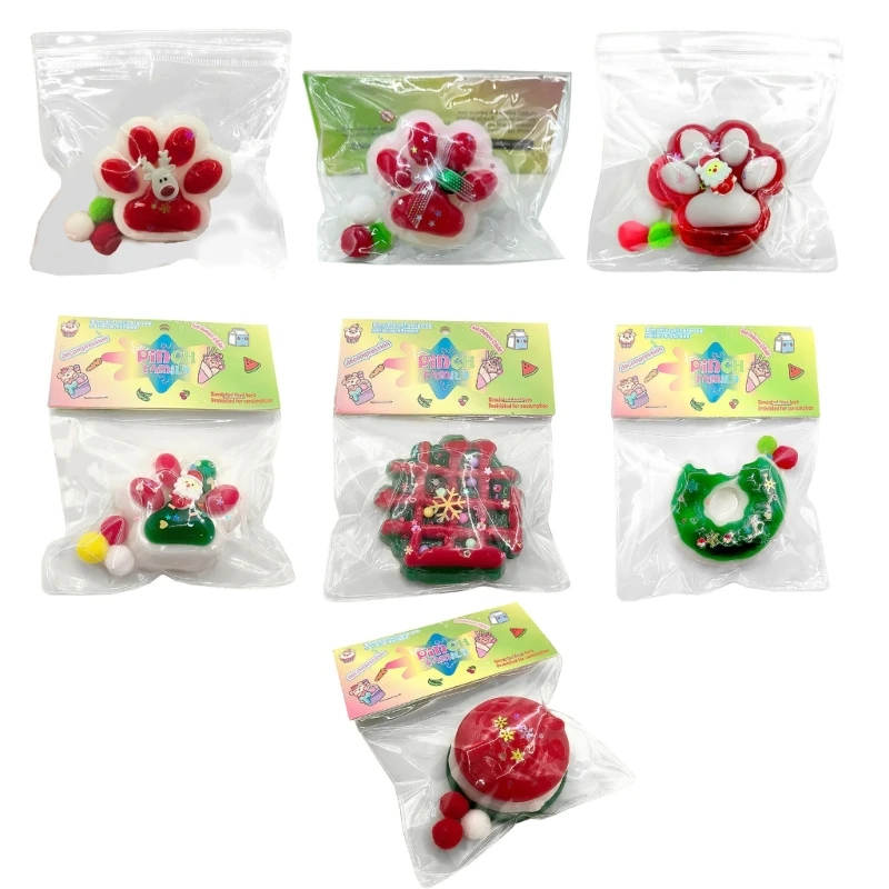 77HD Fashionable Christmas Cats Paws Stress Relief Toy Soft Plastic Cement Designs for Relaxation and Anxiety Reduction