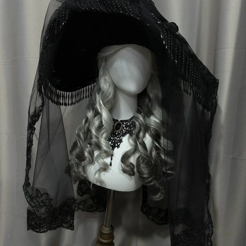 Halloween hat court gorgeous gothic decorative headgear fringed three yarns